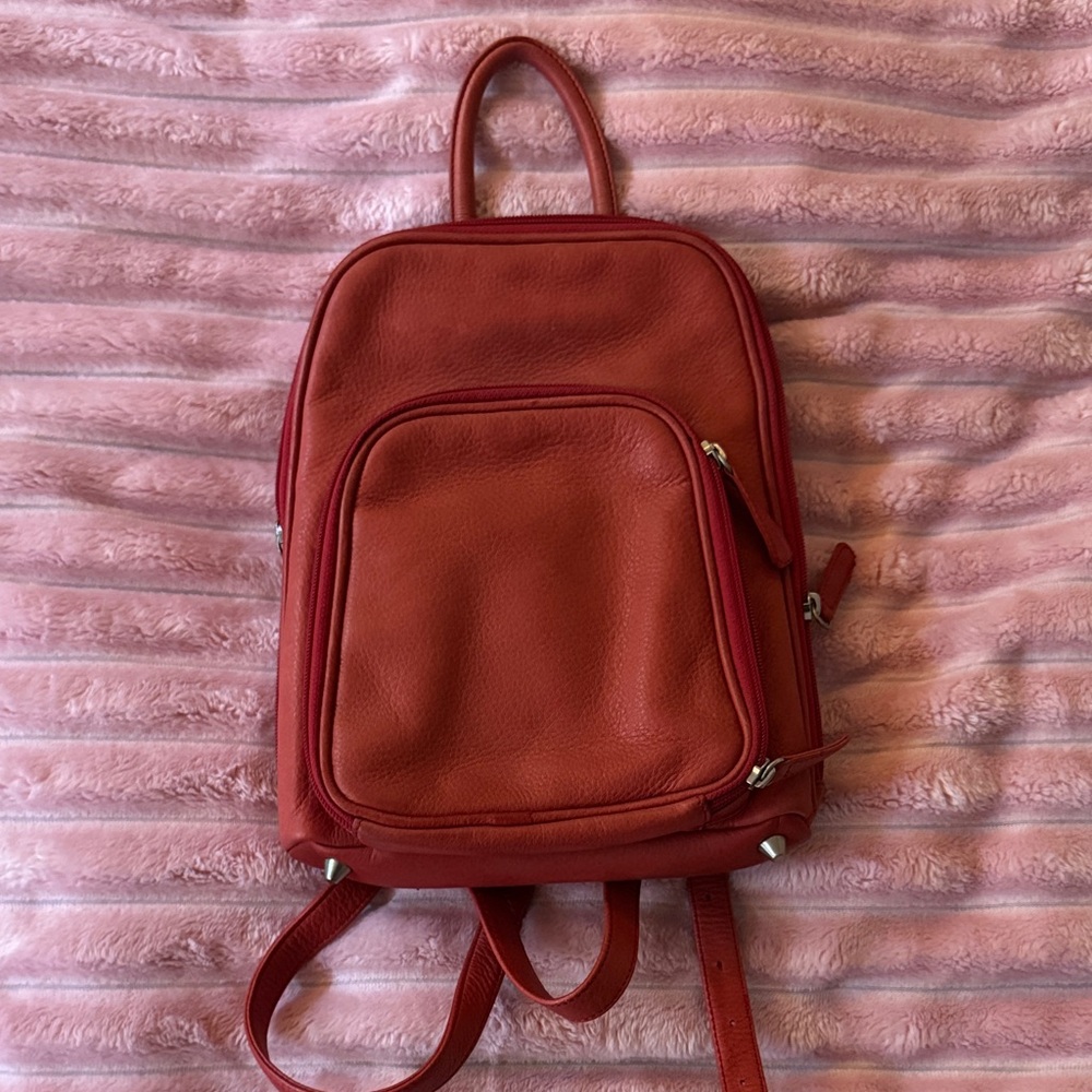 Chic Red Leather Backpack - image 2